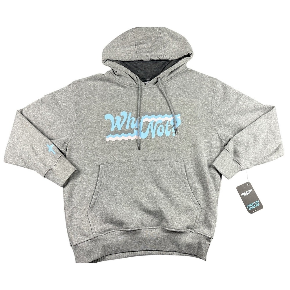 Why Not ? Graphic Logo  Ultra Soft Hoodie Sweatshirt Adult Large Grey Fleece